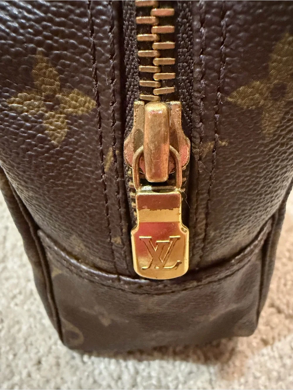 Louis Vuitton Monogram Canvas Toiletry Pouch in Brown and Gold 23